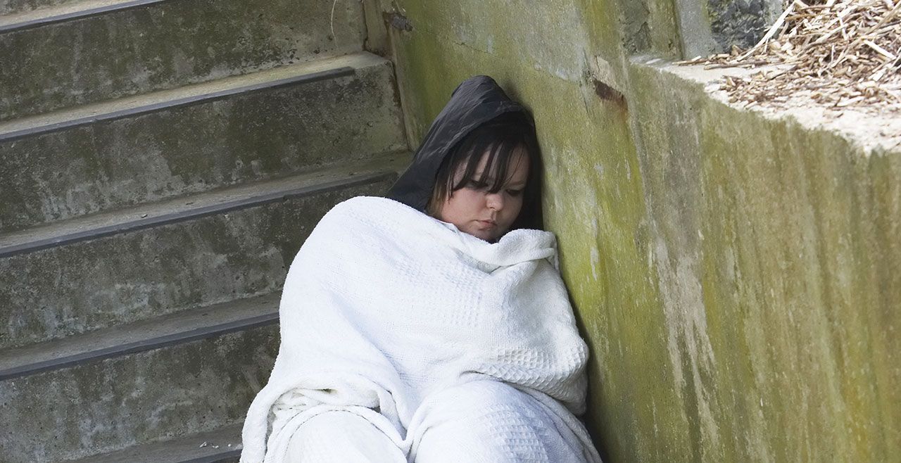 Homeless Girl Sleeping Rough